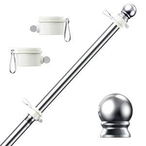 lot 6116 image: PHITRIC Flag Pole for Kit, Tangle Free Spinning Stainless Steel Rustproof Flagpole for 3x5 Sports Fan Outdoor Flags for Outside House (Silver, 6FT, without Bracket)