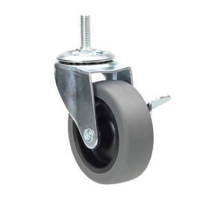 lot 6121 image: 3 Inch Swivel Stem Caster Wheels with Brake Set of 4, M8-1.25 Threaded Stem Industrial Rubber Casters, Replacement for Furniture and Workbench����