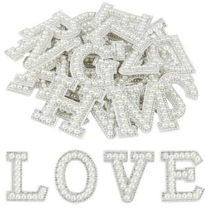 lot 6128 image: Morcheiong 26Pcs Pearl Rhinestone Letter Patches Self Adhesive A-Z, Stick on Pearl Letter Patches for Clothes, Fabric, Backpack (White)