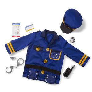 lot 6131 image: Melissa & Doug unisex-children Police Officer Role Play Costume Dress-Up Set (8 pcs) Frustration-Free Packaging Multicolor, Ages 3-6 Years