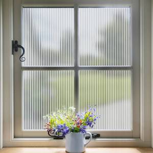 lot 6132 image: FEOMOS Reeded Glass Film, Window Privacy Film, 3D Glass Decals Film, Decorative Film for Window Door Cabinet Non Adhesive Anti UV 17.7 x 78.7 inches