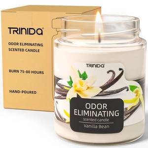 lot 6142 image: TRINIDa Vanilla Bean Odor Eliminating Candles for Home Scented, Eliminates 99% of Pet, Smoke, Food and Other Smell Quickly, Highly Fragranced Scented Candle, Premium Soy Candle Set for Women