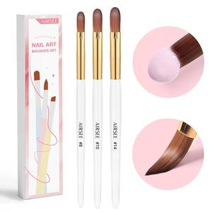 lot 6152 image: AIRSEE 3PCS Acrylic Nail Brush Set, Size 81014 Beginner & Professional Nail Brushes for Acrylic Application, Acrylic Powder Nail Art Extension and 3D Nail Carving, 3A Nylon Nail Brushes