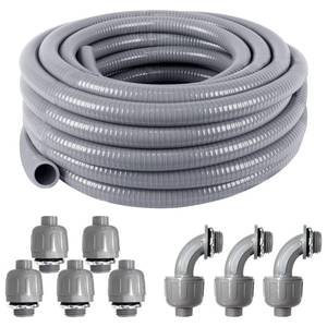 lot 6156 image: 34 Inch 25 Foot Electrical Conduit Kit,Flexible Non Metallic Liquid Tight Electrical Conduit,Waterproof Electrical Conduit with 5 Straight and 3 Angle Fittings