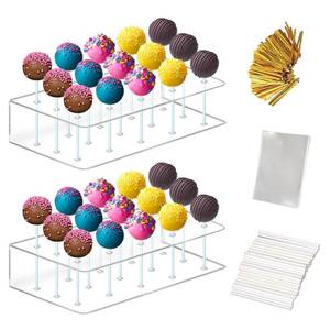 lot 6160 image: MR.FOAM Acrylic Cake Pop Stand Display Holder with Lollipop Sticks, Treat Bags and Twist Ties for Candy Making