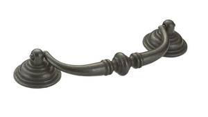 lot 6166 image: Richelieu Hardware BP30214909 4 14-inch (108 mm) Center-to-Center Matte Black Iron Traditional Cabinet and Drawer Pull Handle for Kitchen, Bathroom, and Furniture