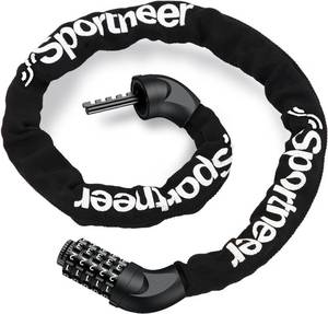 lot 6167 image: Sportneer Bike Chain Lock Heavy Duty, Bicycle Lock with 5 Digit Combination Heavy Duty Anti Theft Keyless Security Bike Locks for Bicycle, Electric Bike, Scooter, Motorcycle, Door, Gate and Fence