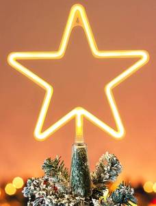 lot 6176 image: KOUPA 14.5-Inch Christmas Tree Topper Large 5 Point Star Treetop with LED Warm White Lights for Xmas Ornaments and Holiday Seasonal Tree Decorations