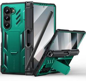 lot 6177 image: FNTCASE for Samsung Galaxy Z-Fold-6 Case Military Grade 360 Full-Body Protective S-Pen Holder Hinge Protection Heavy Duty Shockproof Phone Cover with Kickstand for Galaxy ZFold 6 5G 2024(Green)