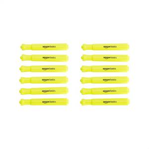 lot 6187 image: Amazon Basics Yellow Highlighters 12 Pack, Chisel Tip, Office and School Supplies