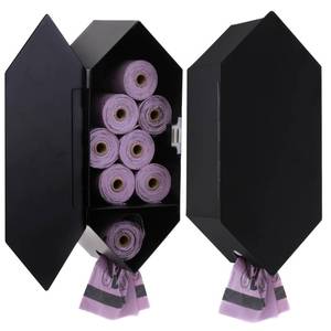 lot 6191 image: Even Wild - Dog Poop Bag Dispenser with 8 Poop Bag Rolls, Stainless-Steel Dog Bag Holder with Magnetic Door Closure, Indoor and Outdoor Poop Bag Dispenser, Holds 8-9 Rolls, 7.75 x 3.25, Black