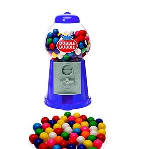 lot 6197 image: PlayO 7 Coin Operated Gumball Machine Toy Bank - Dubble Bubble Classic Style Includes 23 Gum Balls - Kids Coin Bank Candy Dispenser - Birthday Parties, Novelties, Party Favors and Supplies (Blue-)
