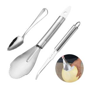 lot 6201 image: Grapefruit Knife, Large Size (112.30.8 in), Grapefruit Knife Curved Serrated Set of 3, with Grapefruit Spoons and Orange Peeler, for Grapefruit and Oranges Stainless Steel Kitchen Gadget