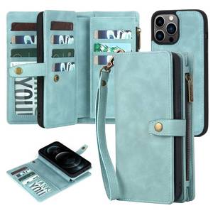 lot 6206 image: TwoHead for iPhone 12 Pro Max Wallet Case with Card Holder & Detachable Magnetic Phone Case, PU Leather Shockproof Protective Case Wallet for WomenMen,6.7IN,Blue