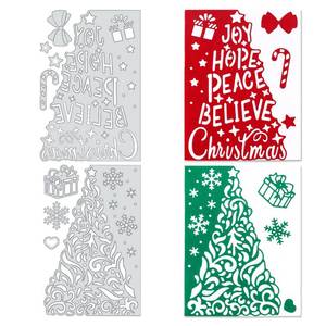 lot 6207 image: ORIGACH 4 Pcs Christmas Card Metal Die Cuts Embossing Stencils Template Mould for DIY Scrapbooking Decorative Paper Card Making