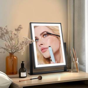 lot 6211 image: Lighted Makeup Mirror 16inch - Vanity Mirror with Lights Upgrated LED Hollywood Makeup Mirror,3 Color Light,Dimmable,Smart Touch Control,360°Rotation,Portable LED Cosmetic Mirror for Travel,Black