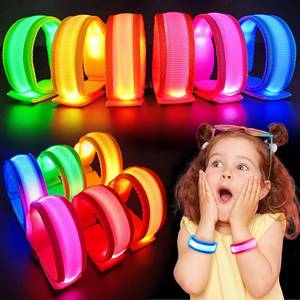 lot 6213 image: GIFTINBOX 126 PCS LED Light Up Bracelets for Kids Adults, LED Glow Flashing Arm Wrist Bands, Glow in The Dark Party Supplies for Night Events Halloween Safety Party Favors Concerts Rave Sports