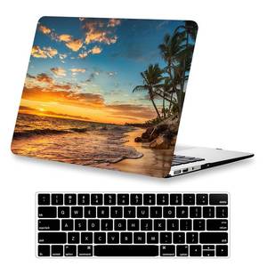 lot 6216 image: KEROM Compatible with MacBook Pro 13 inch Case 2022-2016 Release M2 M1 A2338 A2289 A2251 A2159 A1989 A1706, Plastic Hard Shell Case & Keyboard Cover, Has Logo Cutout, Beach Sunset
