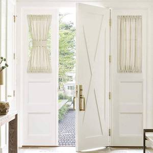 lot 6222 image: PONY DANCE French Door Curtain - 30 W x 40-inch L, Soft Beige Linen Look Weave Pattern Fabric Window Blinds Light Filter & Privacy Protect for FrontBack Doors, 1 Panel