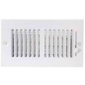 lot 6239 image: EZ-FLO 8 x 4 Inch (Duct Opening) White Air Vent Cover for Wall or Ceiling, Two-Way Ventilation Register, 9-34 Inch x 5-34 Inch (Overall Dimensions), Solid Steel HVAC Cover, 61608