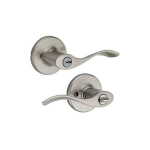 lot 6271 image: Kwikset 405BL 15 SMT CP K6 V2 Balboa Keyed Entry Lever Satin Nickel - Quantity 1