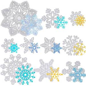 lot 6307 image: Patelai 10 Pcs Christmas Dies Snowflake Die Cuts for Card Making Holiday Snowflake Metal Cutting Dies Large in Different Size Template Cutting Stencils for Christmas Winter Gifts Scrapbook DIY Crafts