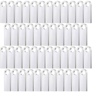 lot 6309 image: 50 Packs 2.0 Flash USB Drives Bulk Waterproof Flash Thumb Drives Memory Pen Drives Stick Small Mini Zinc Alloy Design for PC Computer Laptop Office School Data Storage Silver (2 GB)