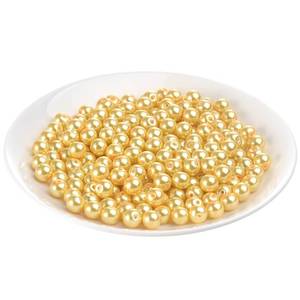 lot 6310 image: Weebee 200Pcs Glass Pearl Beads Assorted Colors Loose Spacer Round Czech Tiny Satin Luster Handcrafted Beading Assortments for DIY Craft Necklaces Bracelets Beads for Jewelry Making (Yellow, 10mm)