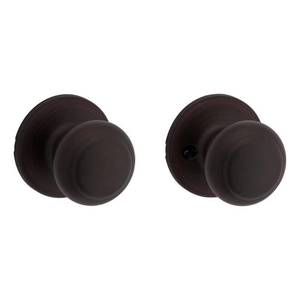 lot 6312 image: Kwikset Cove Venetian Bronze Steel Passage Door Knob 3 Right or Left Handed - Retail $106.05