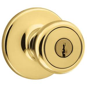 lot 6314 image: Kwikset Tylo Keyed Entry Door Knob in PB - Retail $94.2