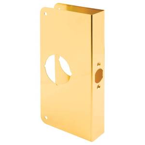 lot 6356 image: Prime-Line U 9547 Brass Lock and Door Reinforcement Plate for 1-38 In. Thick Doors, Brass Finish (Single Pack)