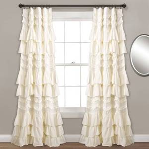 lot 10037 image: Lush Decor Kemmy Window Curtain Panel (Single Panel), 95 L x 52 W, Ivory