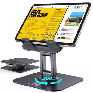 lot 10041 image: OCYCLONE for iPad Stand 360 Rotating, Adjustable Tablet Stand for Desk, Portable Monitor Tablet Stand Holder Office Accessories Compatible with Kindle 4 - 15.6 Tablet iPad PS iPhone Stand, Black