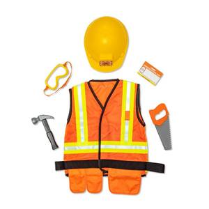 lot 10047 image: Melissa & Doug Construction Worker Role Play Costume Dress-Up Set (6 pcs) Frustration-Free Packaging - Pretend Construction Worker Outfit, Construction Worker Costume Set For Kids, Toddlers Ages 3