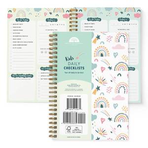 lot 10076 image: Daily Planner for Kids by Bright Day, To Do List Notepad, Agenda, To Do List Notebook, Work Planner, Daily To Do List Planner, Kids Chore Chart With Pocket (Rainbows)