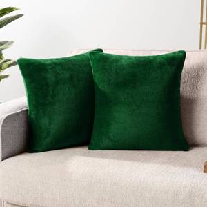 lot 10077 image: PAVILIA Emerald Green Throw Pillow Covers 18x18 Set of 2, Decorative Pillow Cases for Bed Sofa Couch, Boho Aesthetic Accent Decor Cushion Bedroom Living Room, Velvet Square Euro Sham Cover, Dark Green
