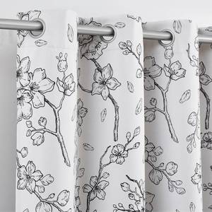 lot 10079 image: Geomoroccan Floral 100% Blackout Curtains 84 Inches Long for Bedroom Living Room Black White Flower Patterned Room Darkening Thermal Insulated Thick Grommet Farmhouse Window Treatment Drapes, 2 Set