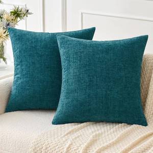 lot 10089 image: MIULEE Pack of 2 Dark Teal Throw Pillow Covers 20x20 Inch Soft Chenille Pillow Covers for Sofa Living Room Couch Solid Dyed Cases