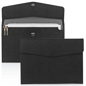 lot 10090 image: Toplive Document File Folder, Waterproof Thin PU Leather A4 Envelope Folder File Document Organizer Storage Case, Filing Envelope Folder with Magnetic Closure, Black