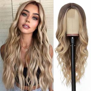 lot 10094 image: NAYOO Long Ombre Blonde Wavy Wig for Women 26 Inch Middle Part Curly Wavy Wig Natural Looking Synthetic Heat Resistant Fiber Wig for Daily Party Use (Ombre Blonde)