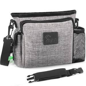 lot 10097 image: Large Dog Treat Pouch for Training with Magnetic Closure, Portable Dog Walking Fanny Pack Built-in Poop Bag Dispenser and Multiple Pockets, Includes Waist Belt Clip, Adjustable Shoulder Strap (Grey)