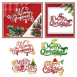 lot 10102 image: GLOBLELAND Large Merry Christmas Metal Cutting Dies Stencils Christmas Blessing Words for DIY Scrapbooking Album Decorative Christmas Invitation Card Making