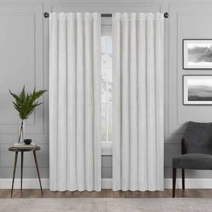 lot 10115 image: Eclipse Harper Velvet Rod Pocket Curtains for Bedroom, Single Panel, 50 in x 84 in, Snow