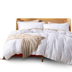 lot 10116 image: Nestl White Duvet Cover Queen Size - Soft Double Brushed Queen Duvet Cover Set, 3 Piece, with Button Closure, 1 Duvet Cover 90x90 inches and 2 Pillow Shams