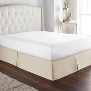 lot 10130 image: HC Collection Twin Bed Skirt, Soft Microfiber Box Spring Cover, 14 Inch Drop Bed Skirt Twin Bed, Wrinkle & Fade Resistent - Cream
