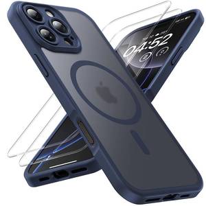 lot 10157 image: TOCOL 3 in 1 Magnetic for iPhone 16 Pro Case, Upgraded Full Camera Protection, Compatible with Magsafe, Drop Protection, Translucent Matte Back Bumper Phone Cover 6.3-Inch (Blue)