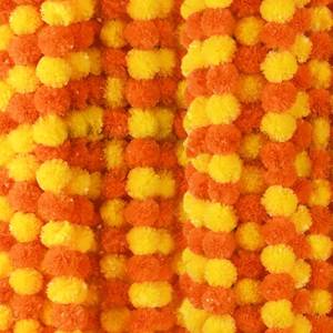 lot 10161 image: Marigold Garland Bulk IndianAmerican Wedding Party Mantel Decoration Decorations for Altar Faux Flower Garlands Diwali, Spring Bush Floral Party (Orange and Yellow)