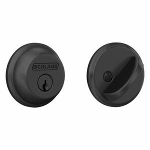 lot 10166 image: Schlage Matte Black Metal Single Cylinder Deadbolt