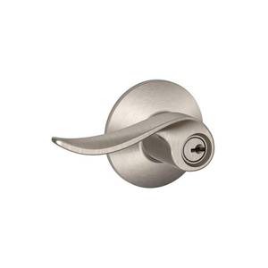 lot 10183 image: Schlage F51AVSAC619 Satin Nickel Sacramento Lever Keyed Entry Lock