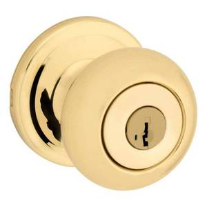 lot 10196 image: Kwikset Juno Keyed Entry Knob Featuring Smartkey Security�� in PB - Retail $120.8